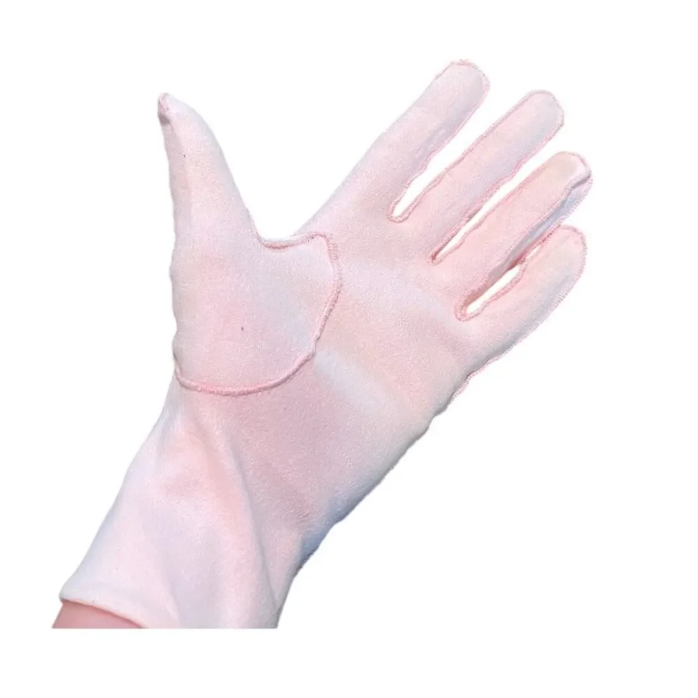 Vintage Pink Eyelet Gloves, Formal Gloves, Scalloped